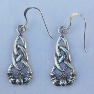 Sterling Silver Celtic Weave Claddagh Earrings