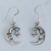 Sterling Silver Celtic Moon and Star Dangle Earrings