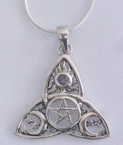 Sterling Silver Celestial Triquetra with Synthetic Amethyst