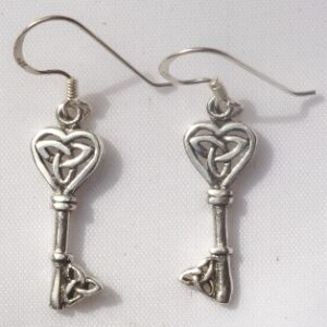 Sterling Silver Key to the Castle Trinity Knot Earrings