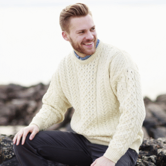 Traditional Classic Unisex Aran Knit Fisherman's Sweater