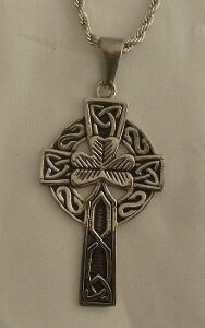 Stainless Steel Shamrock/Celtic Cross Necklace