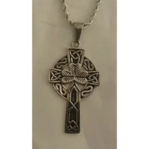 Stainless Steel Shamrock/Celtic Cross Necklace