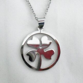 Authentic Irish Stainless Steel Four-Leaf Clover Necklace
