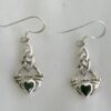 Go Green! Celtic Weave/Claddagh Earrings w/Synthetic Emeralds