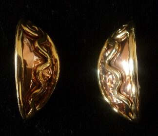 Hammered Copper 2-Tone Celtic Spiral Creole Earrings