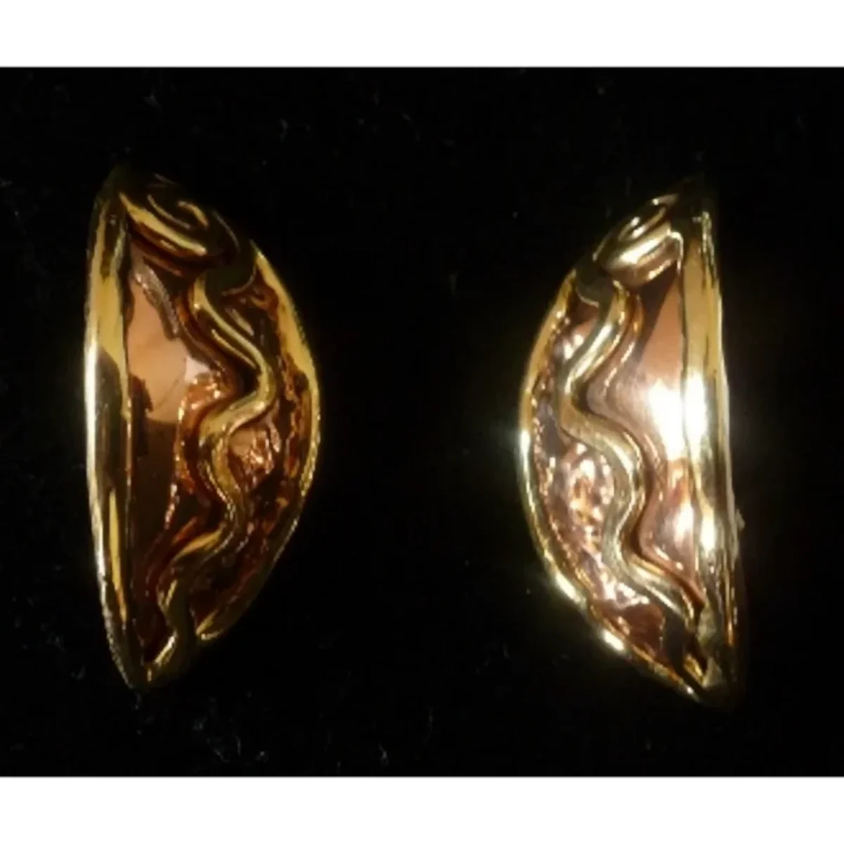 Hammered Copper 2-Tone Celtic Spiral Creole Earrings