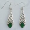 Sterling Silver Celtic Weave Earrings w/ Synthetic Emerald