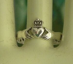 Sterling Silver Claddagh Ring with Celtic Weave Band