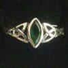 Go Green! Sterling Silver Trinity Knot ring w/Synthetic Emerald