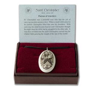 Alternative view of Gorgeous Touchstone Pottery Porcelain Saint Christopher Necklace