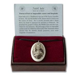 Alternative view of Touchstone Pottery Porcelain Saint Jude Necklace