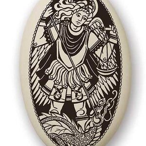 Touchstone Pottery Porcelain Saint Michael Necklace