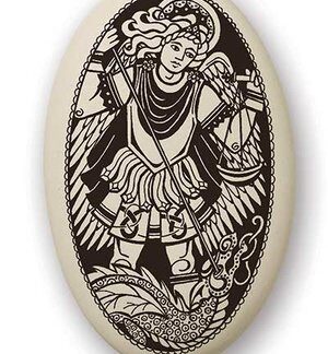 Touchstone Pottery Porcelain Saint Michael Necklace