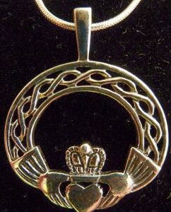 Artistic, Symbolic - Sterling Woven Round Claddagh Necklace