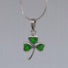 Go Green! Sterling Silver Shamrock Necklace w/Synthetic Emeralds