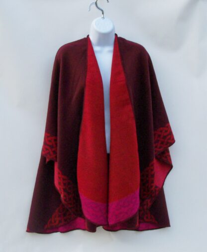 Molina (Jimmy Hourihan) Hip-Length Ruby Red & Eggplant Reversible Cape