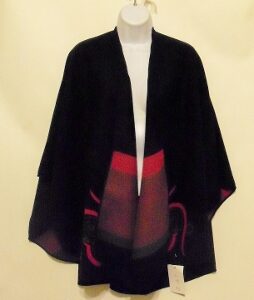 Molina Hip-Length Black/Red/Green Reversible Cape