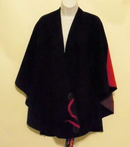 Alternative view of Molina Hip-Length Black/Red/Green Reversible Cape