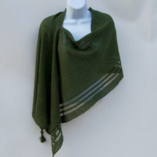 4-Seasons Moss Green Poncho, 100% Irish Linen, Authentic Irish