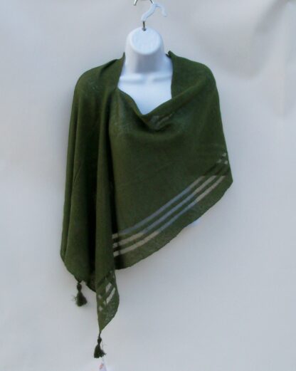 4-Seasons Moss Green Poncho, 100% Irish Linen, Authentic Irish