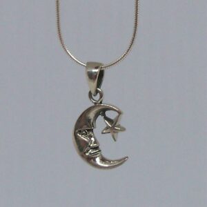 Celtic Moon and Star Sterling Silver Necklace