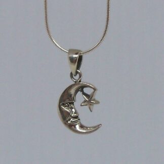 Celtic Moon and Star Sterling Silver Necklace