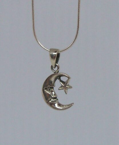 Celtic Moon and Star Sterling Silver Necklace