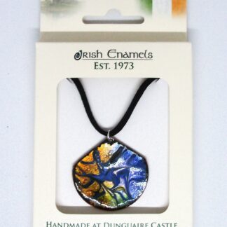 Irish Enamels: Semi-Circle Golds and Blues Necklace. One of a Kind. Handmade.