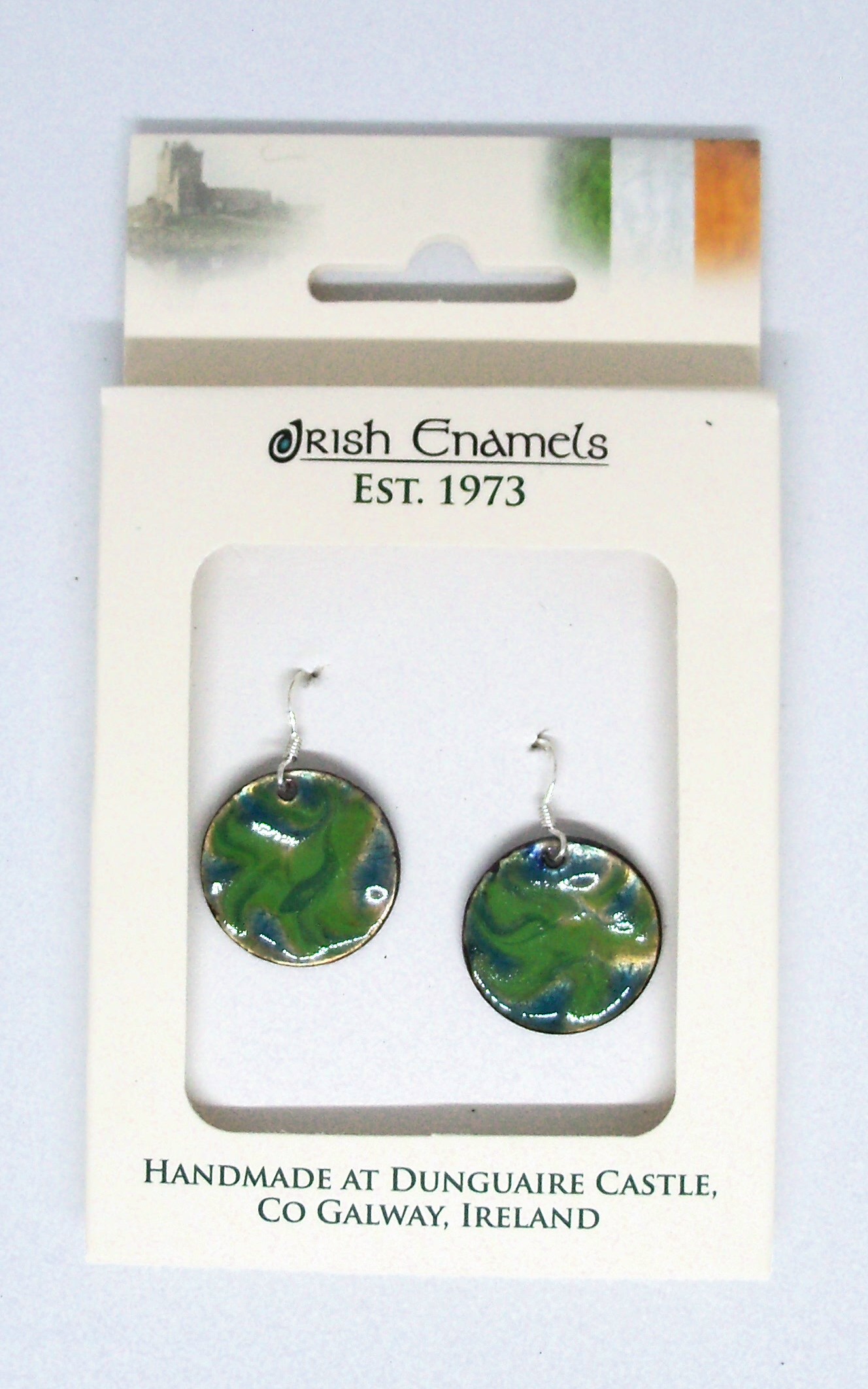 Irish Enamels: 40 Shades of Green Earrings. One of a Kind. Handmade. Non-Allergenic