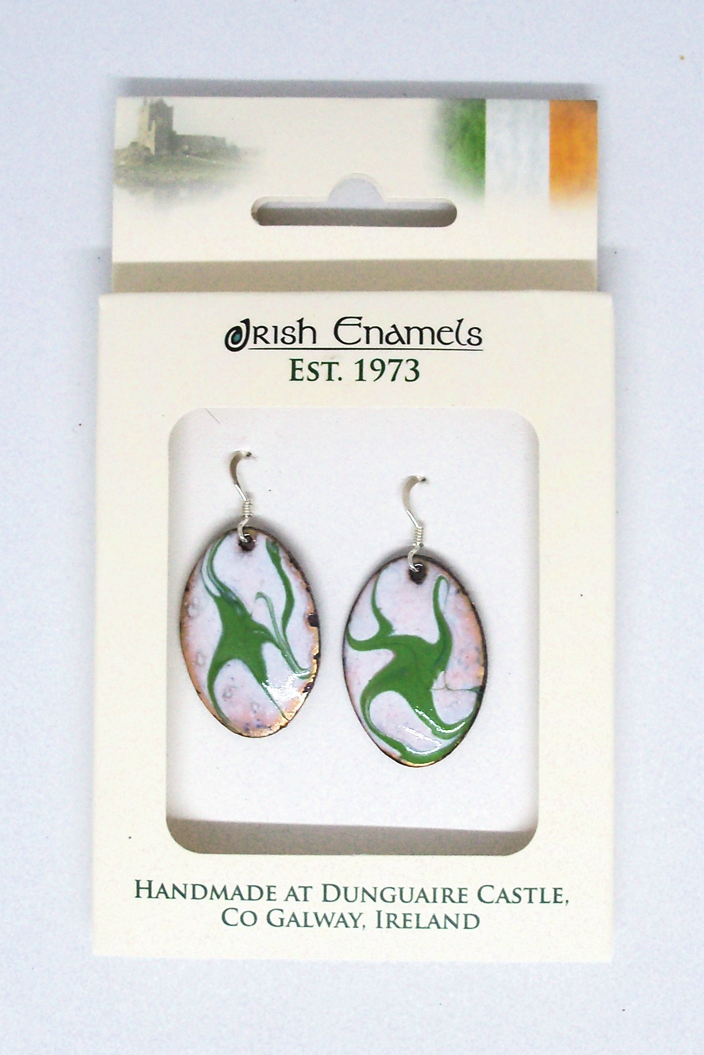 Irish Enamels: Dancing Green Shadows Earrings. One of a Kind. Handmade. Non-Allergenic