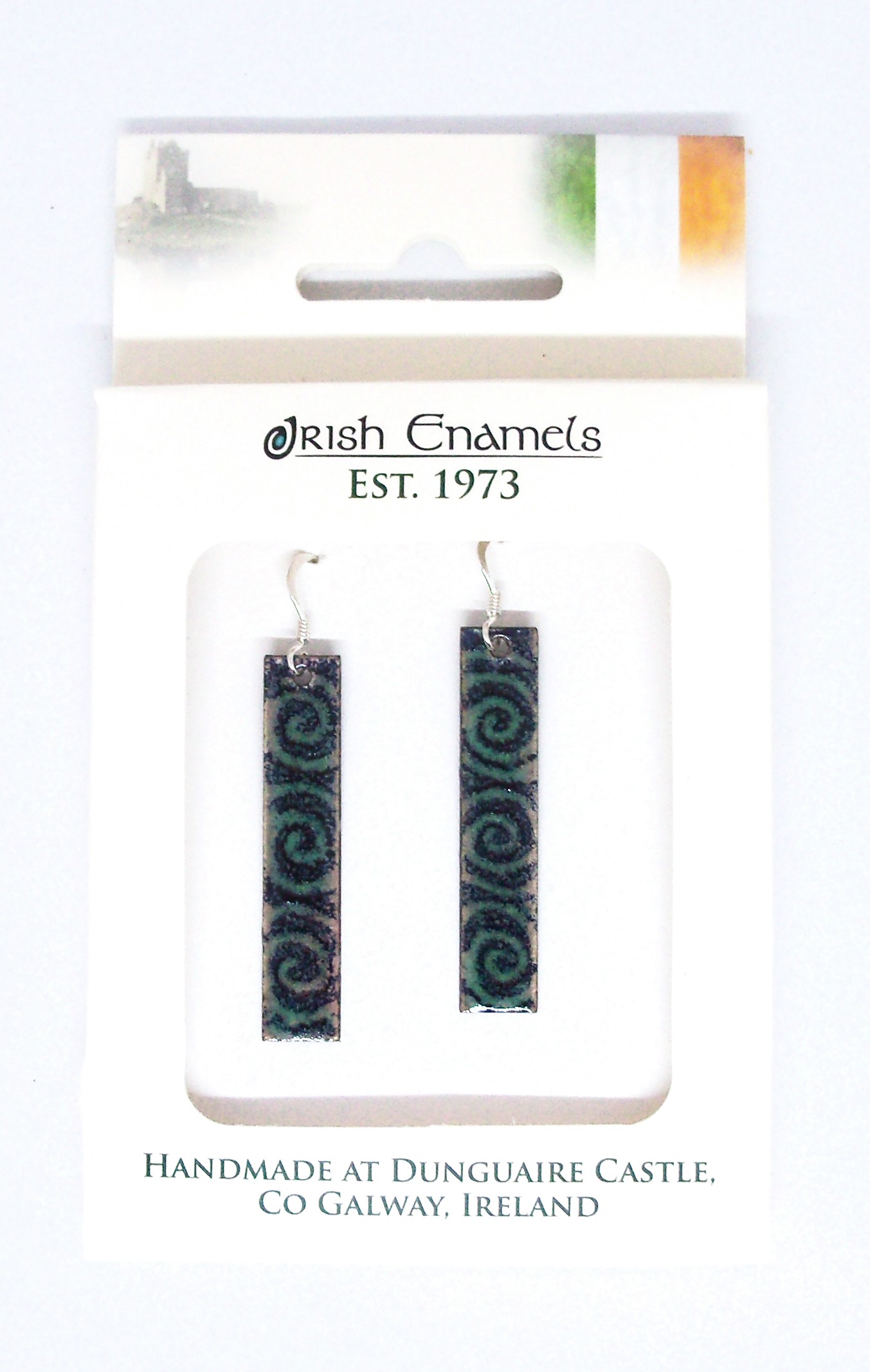 Irish Enamels: Grey Celtic Swirls Galore Earrings. Handmade. Non-Allergenic.