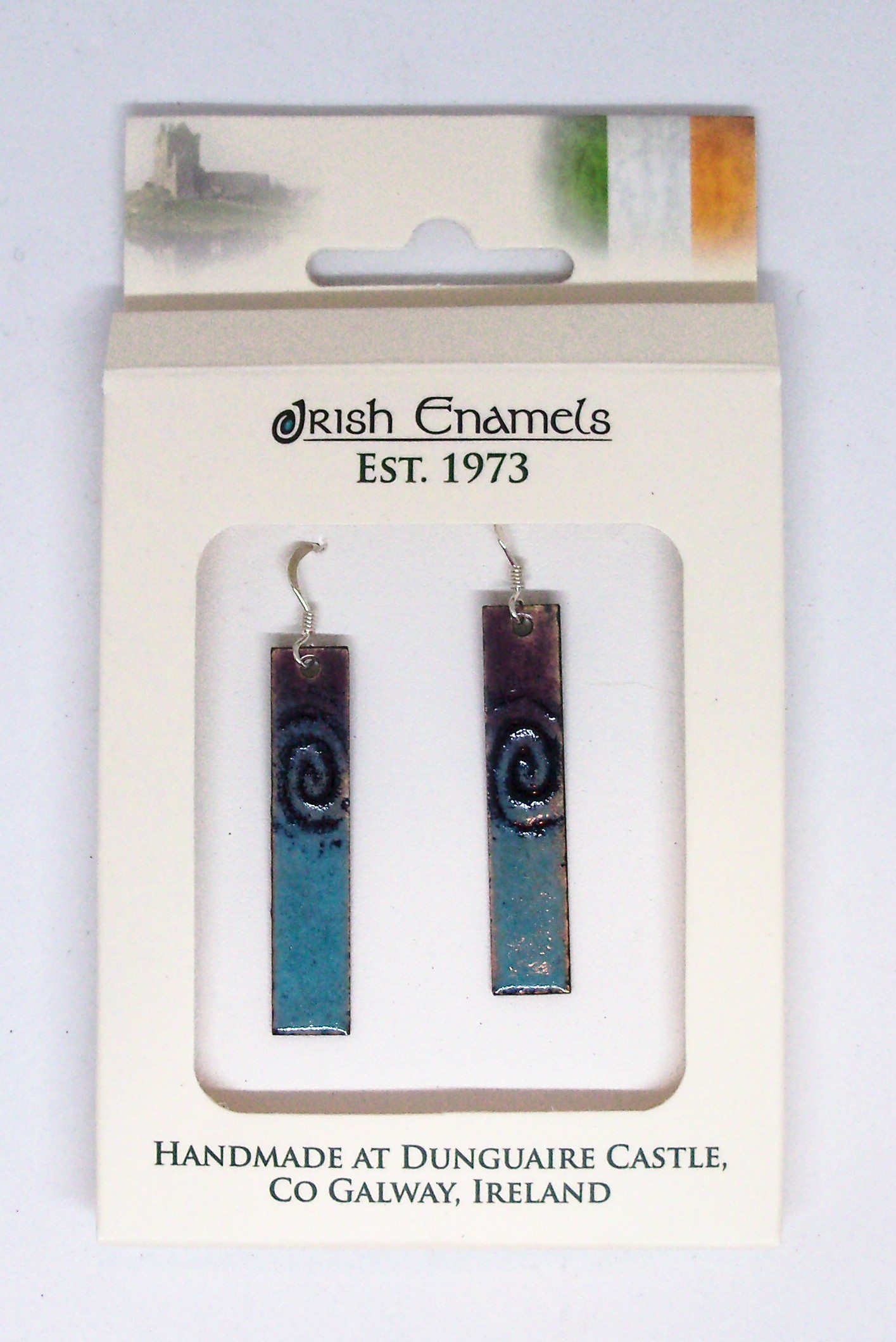 Irish Enamels: Sky Blue Celtic Swirls Earrings. Handmade. One of a Kind!