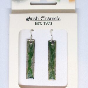 Irish Enamels: Sea Grass Earrings. Green over Green. Non-Allergenic. One of a Kind!
