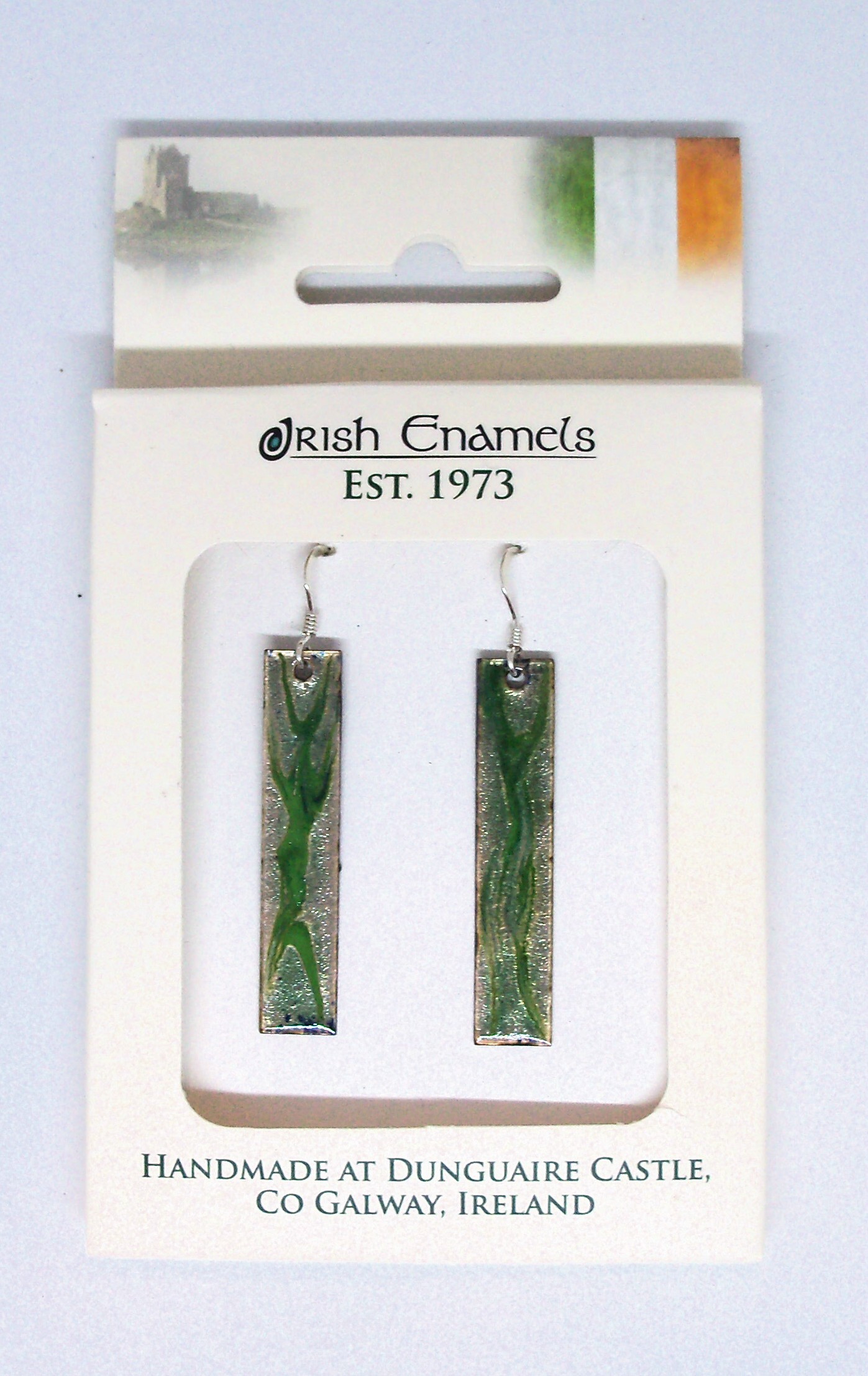 Irish Enamels: Sea Grass Earrings. Green over Green. Non-Allergenic. One of a Kind!