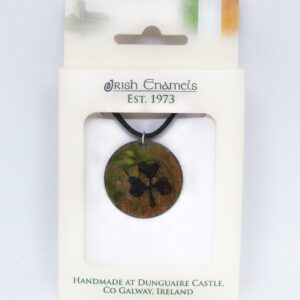 Irish Enamels: The Golden Shamrock Necklace. Handmade. One of a Kind.