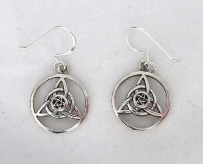 Authentic Irish Sterling Silver Triquetra Earrings with Pentagram - Wow!