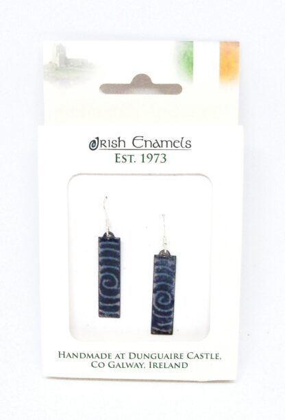 Irish Enamels: Blue/Black Single Celtic Swirl. Only Pair! Handmade. Non-Allergenic.