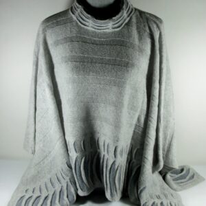 OMG! McConnell Woollen Mills 100% Lambswool Grey Poncho/Sweater