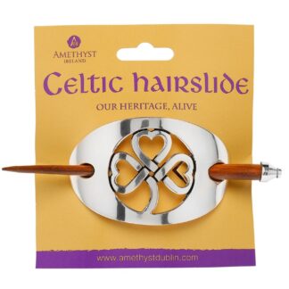 The Wow Factor! Large Silver Plate Shamrock Hair Slide. Authentic Irish!