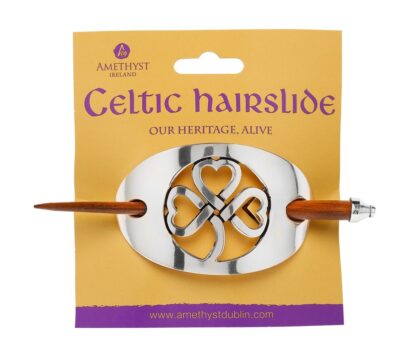 The Wow Factor! Large Silver Plate Shamrock Hair Slide. Authentic Irish!