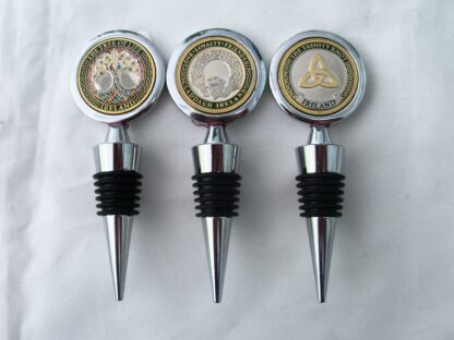 Set of Three Irish Symbol Wine Stoppers! Stainless Steel and Brass! The Wow Factor!