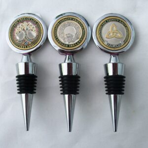 Set of Three Irish Symbol Wine Stoppers! Stainless Steel and Brass! The Wow Factor!