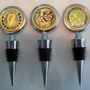 Triple Wow! Set #2 of Stainless Steel and Brass Irish Symbol Wine Stoppers!