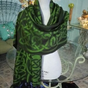 Celtic Designer Scarf/Shawl - Irish Green and Black - From the Book of Kells. Fabulous! Reversible!
