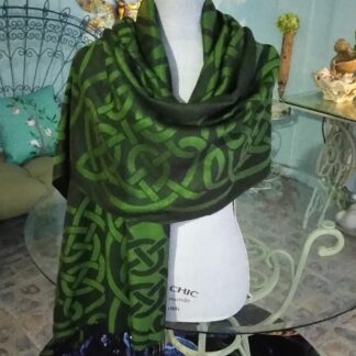 Celtic Designer Scarf/Shawl - Irish Green and Black - From the Book of Kells. Fabulous! Reversible!
