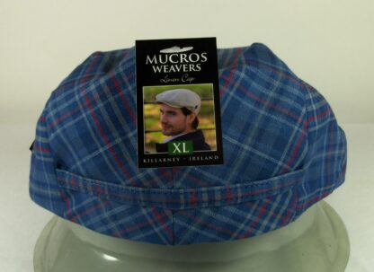 Mucros Weavers Blue Plaid Linen Cap - Image 2