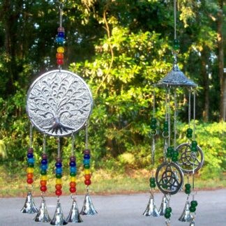 Pewter Tree of Life and Stainless Steel Trinity Knot Wind Chimes Combo