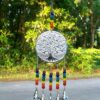 Polished Pewter and Glass Tree of Life Wind Chime