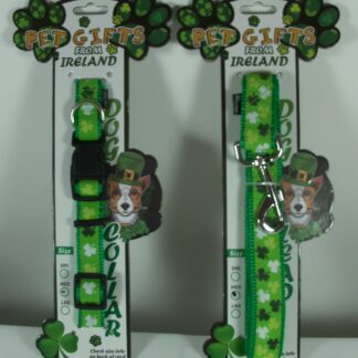 Authentic Irish Shamrock Dog Collar and Leash Combo - Medium